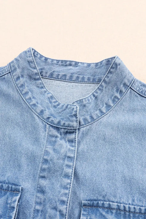 'Sable' Snap Down Denim Jacket - Celes Fashion
